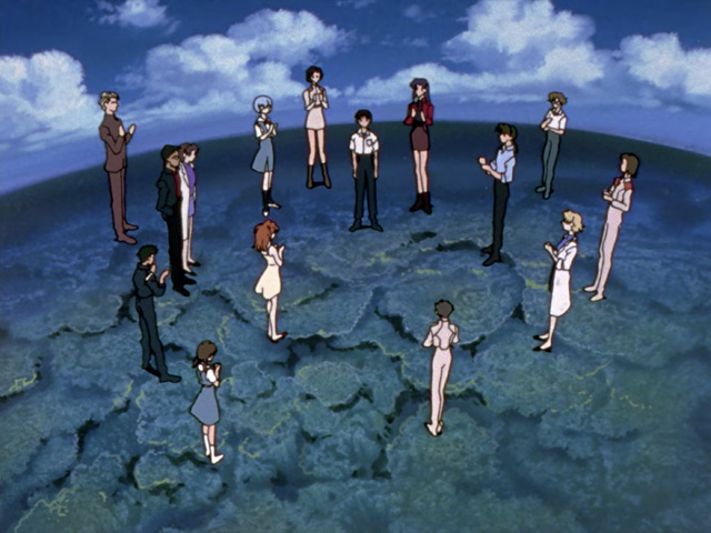 Fotogramma dall'episodio 26 di "Neon Genesis Evangelion" di Hideaki Anno.